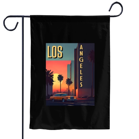Vintage car in Hollywood Los Angeles Garden Flags