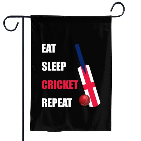 Eat Sleep Cricket Repeat England Flag Cricket Bat Garden Flags