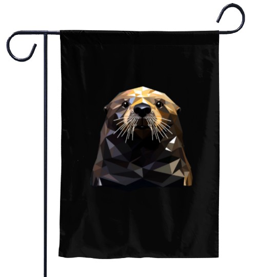 Geometric Style Sea Otter Garden Flags