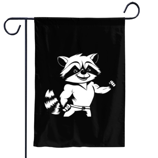 Workout Gym Racoon Garden Flags
