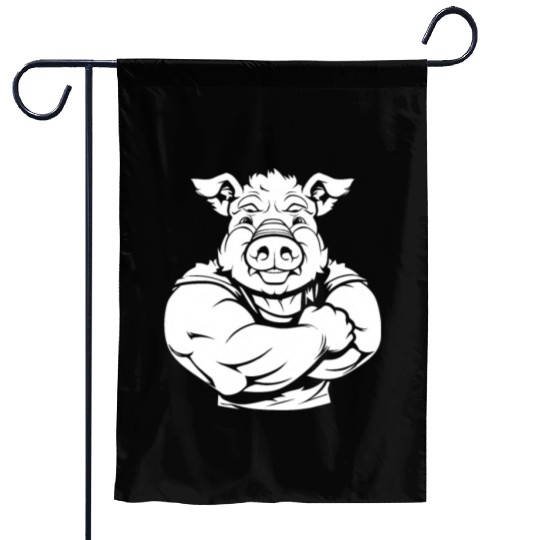 Workout Gym Pig Garden Flags