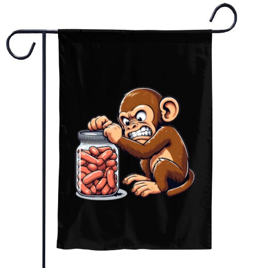 Angry monkey, locked glass Garden Flags