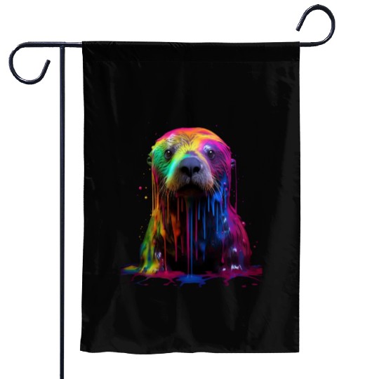 Rainbow Sea Otter Garden Flags