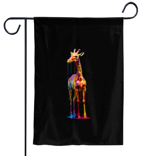 Rainbow Colored Giraffe Garden Flags
