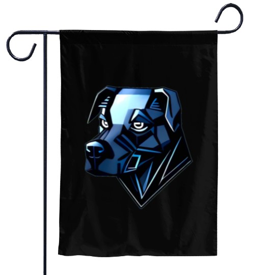 Dog Doberman Pinscher - Blue Polygons Garden Flags
