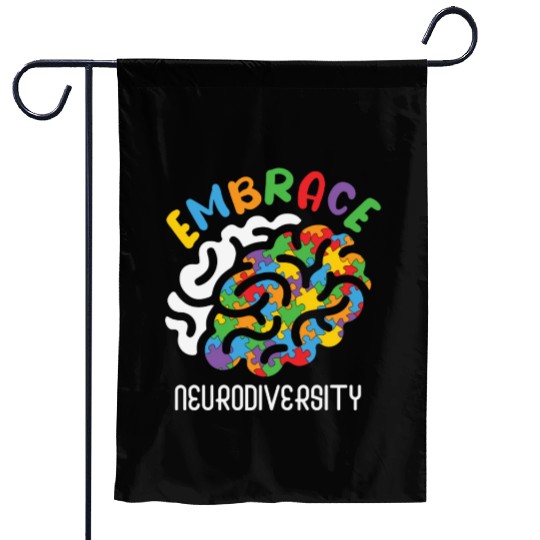Embrace Neurodiversity Autism Brain Garden Flags