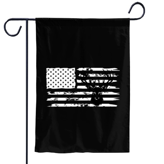 Deer Hunting And America Flag Garden Flags