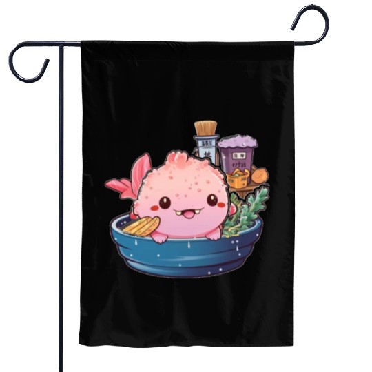 Axolotl Ramen Anime Kawaii Japanese Noodles Girls Garden Flags