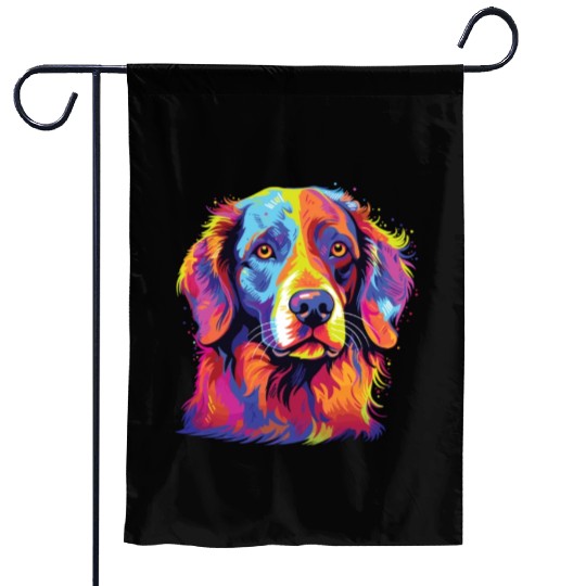 Watercolor Colorful Brittany Spaniel Garden Flags