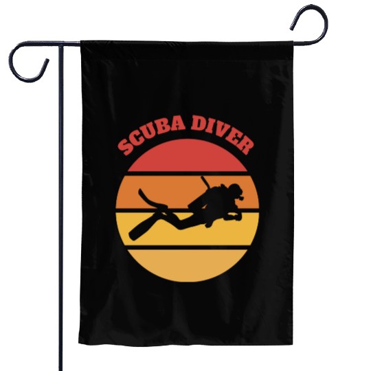 Sunset Dive Silhouette Garden Flags
