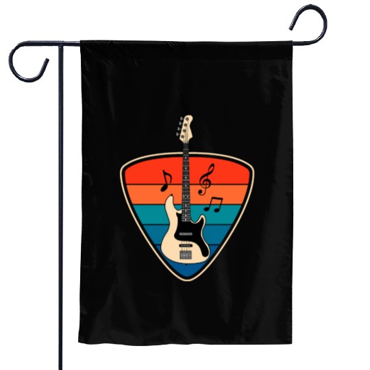Retro Vintage Bass Guitar Pick music nout Guitari Garden Flags