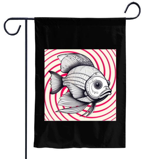 red striped fish Garden Flags