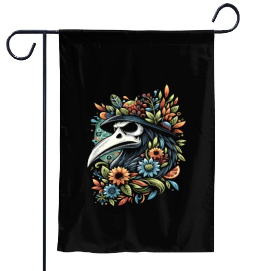 Spooky Halloween Horror Plague Doctor Black Death Garden Flags