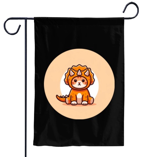 Cat in Stegosaurus Costume Garden Flags