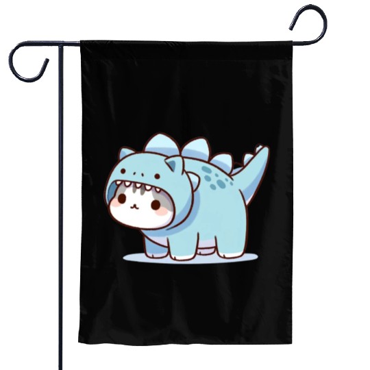 Cat in Stegosaurus Costume Garden Flags