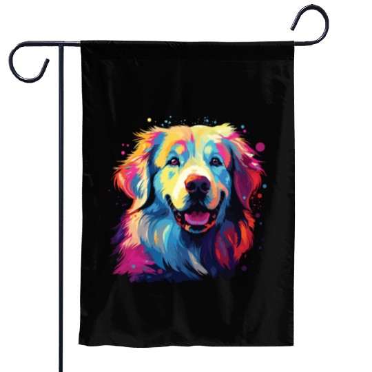Watercolor Colorful Great Pyrenees Garden Flags