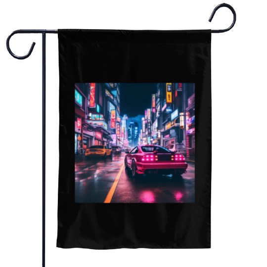Vaporwave Tokyo Garden Flags