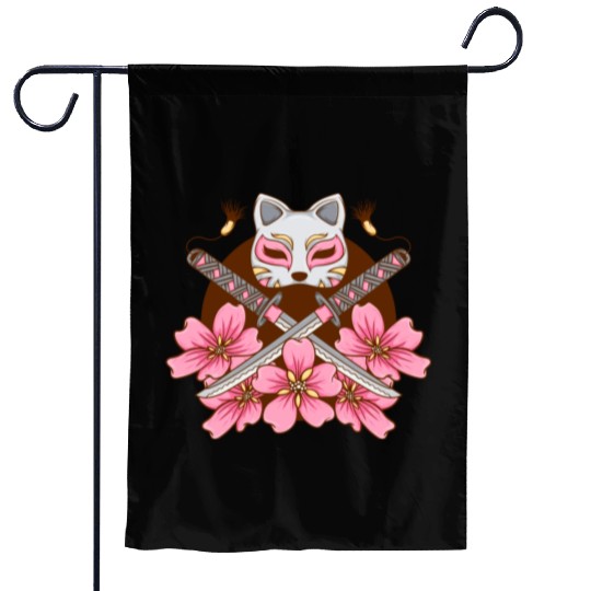 kawaii cat anime japanese retro men women Garden Flags