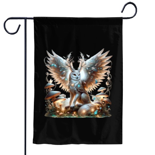 Mystic Owl of the Enchanted Forest Garden Flags