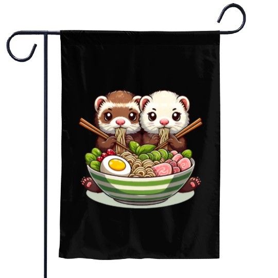 Ferret Ramen Noodle Japanese Kawaii Anime Gifts Garden Flags