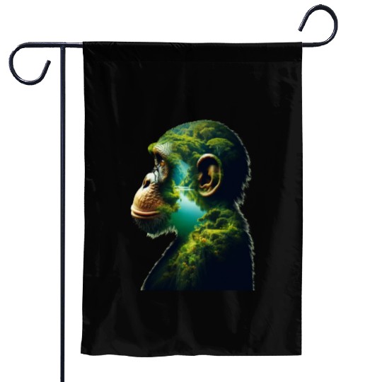 Nature in Chimpanzee Body Garden Flags