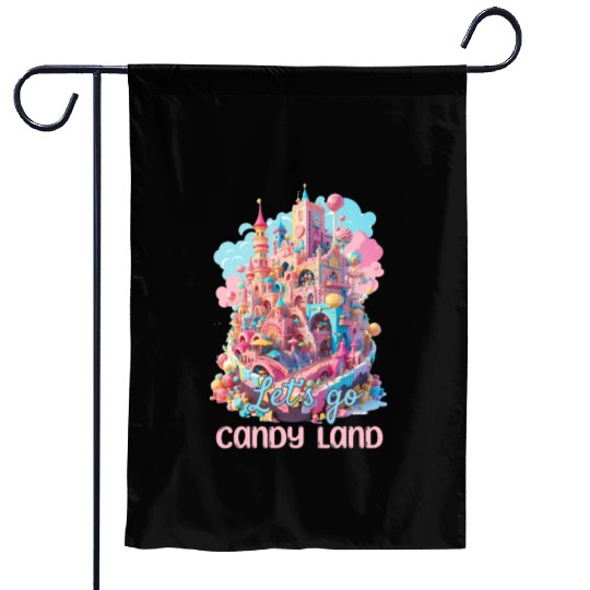Let's Go Candy Land Graphic Garden Flags