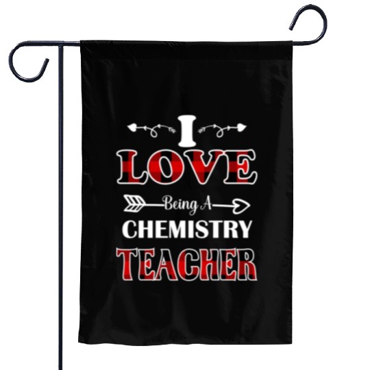 Chemistry Teacher valentines day red plaid28 Garden Flags