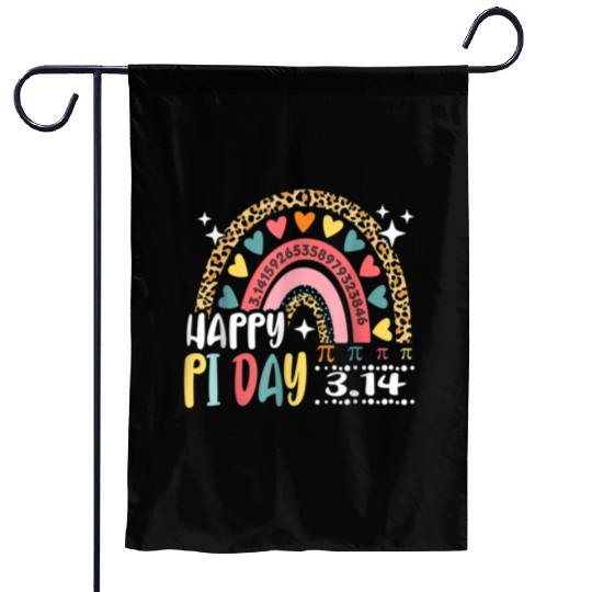 Happy Pi Day Leopard Rainbow Math Teacher Garden Flags