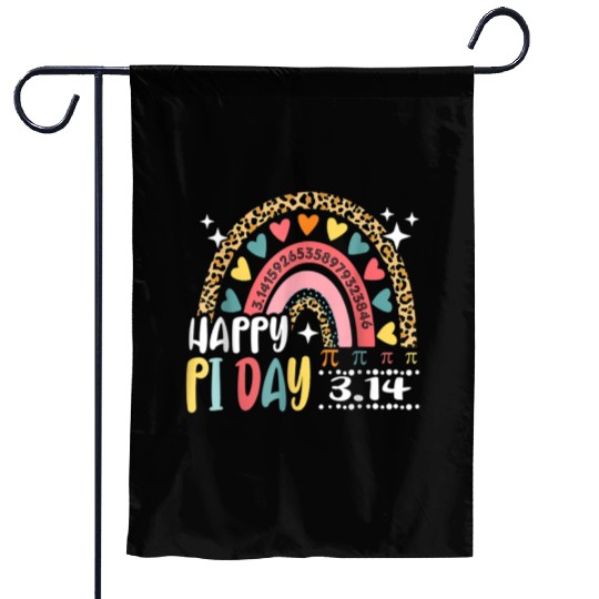 Happy Pi Day Leopard Rainbow Math Teacher Garden Flags
