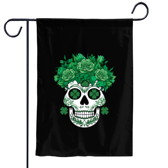 Cool Los Muertos Shamrock Saint Patrick's Day Garden Flags