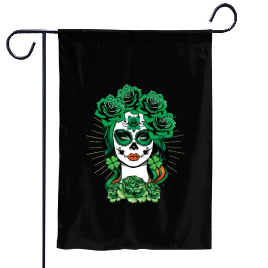 St Patrick's Day Dia De Los Muertos La Calavera Garden Flags
