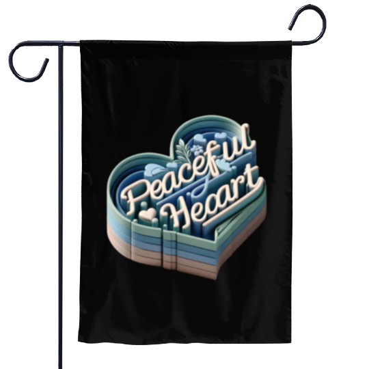 3D Peaceful Heart Typography Design Garden Flags