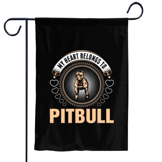 My Heart Belongs To Pitbull Dog Garden Flags