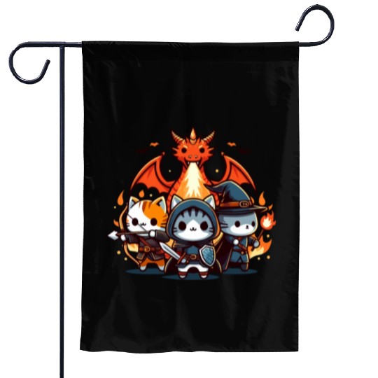 Cute Kawaii Cat RPG Fantasy Board Game Dragon Garden Flags
