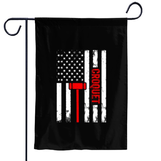 Croquet US Flag Croquet Player Garden Flags