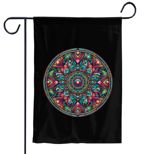 psychedelic mandala Garden Flags