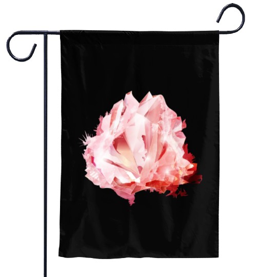 bright pink rose quartz crystal motif Garden Flags