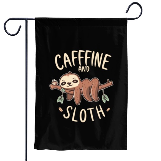 CAFFEINE SLOTH Garden Flags