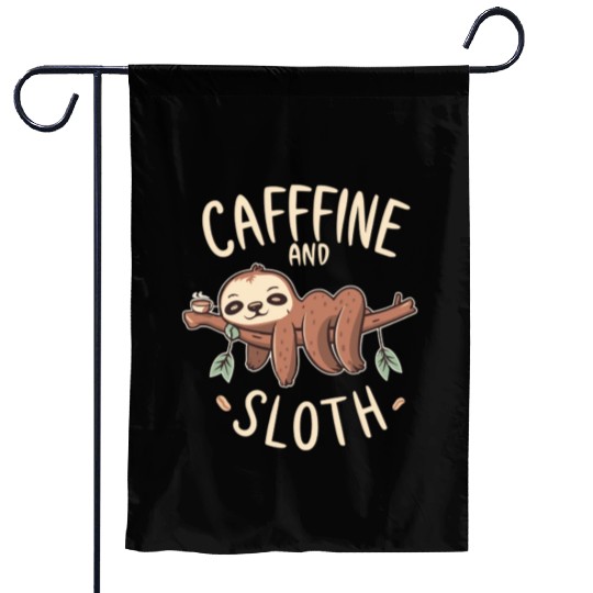 CAFFEINE SLOTH Garden Flags