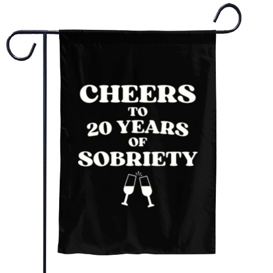 Cheers to 20 YEARS of Sobriety Sober Humor Fun Cel Garden Flags