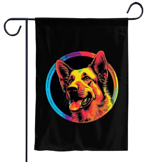 German Shepherd Funny Dog Street Art Comic Pet Garden Flags