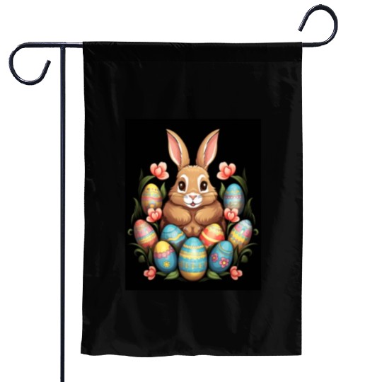 Easter Bunny Rabbit Colorful Eggs Easter Egg Hunt Garden Flags