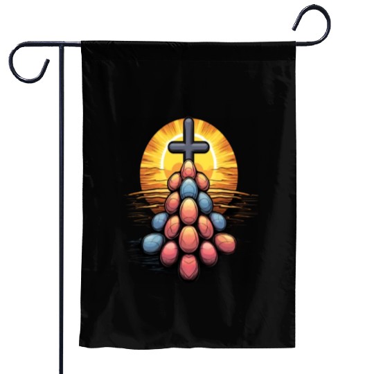 Christian Easter Day Cross Easter Egg Hunt Garden Flags