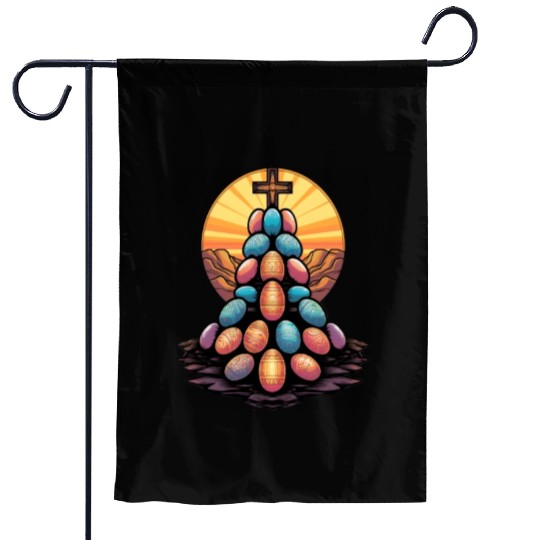Christian Easter Day Cross Easter Egg Hunt Garden Flags