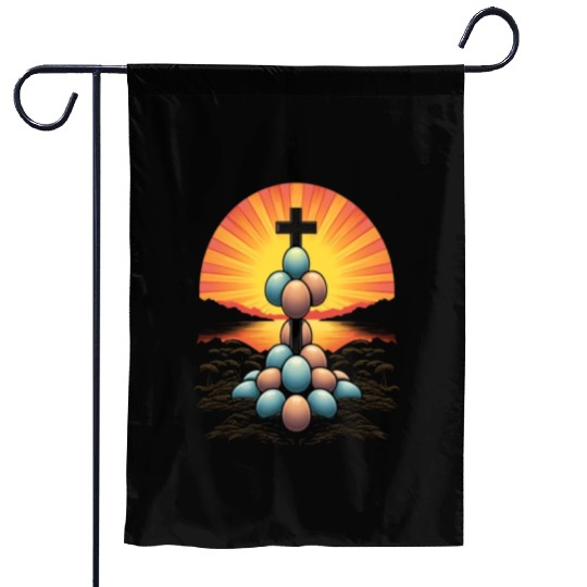 Christian Easter Day Cross Easter Egg Hunt Garden Flags