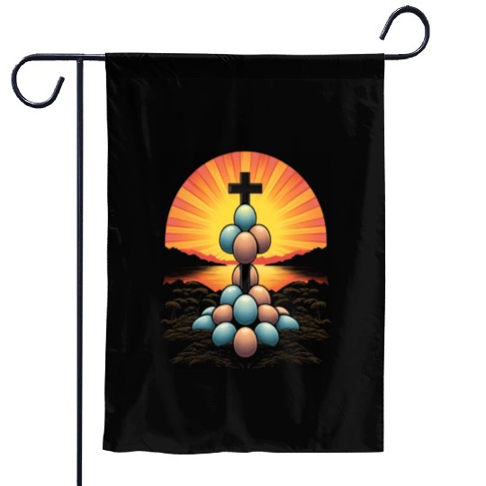 Christian Easter Day Cross Easter Egg Hunt Garden Flags