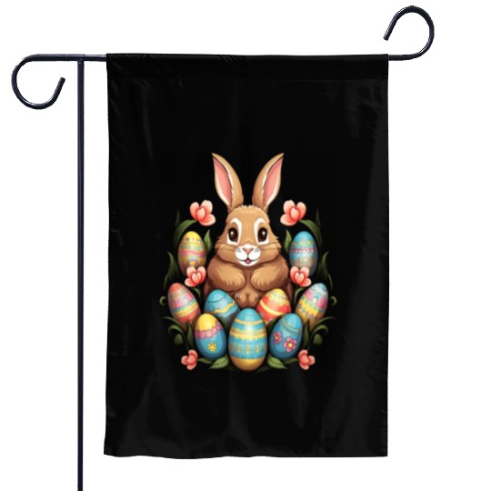 Easter Bunny Rabbit Colorful Eggs Easter Egg Hunt Garden Flags