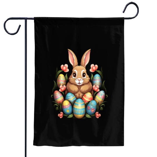 Easter Bunny Rabbit Colorful Eggs Easter Egg Hunt Garden Flags