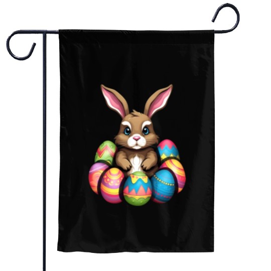 Easter Bunny Rabbit Colorful Eggs Easter Egg Hunt Garden Flags