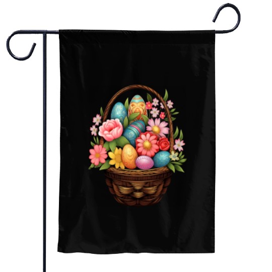 Easter Day Easter Egg Basket Spring Flowers Garden Flags